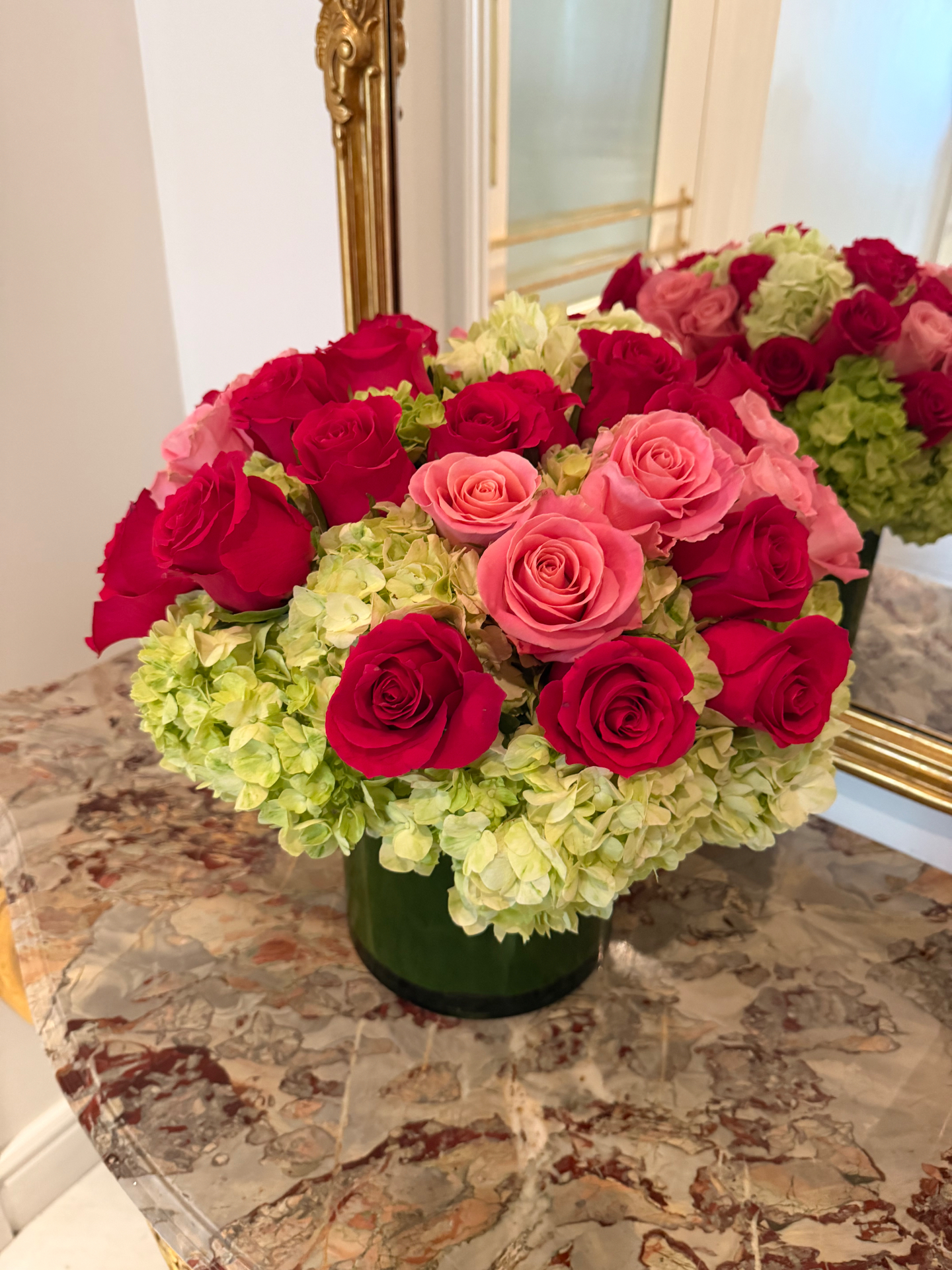 Weekly restaurant floral arrangement delivered by Blossom Logistics Co.